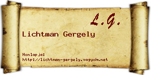 Lichtman Gergely névjegykártya